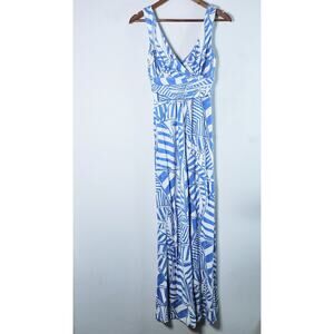Lilly Pulitzer Blue and White Geometric Maxi Dress